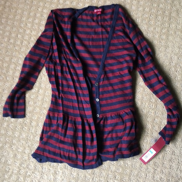 Red and blue stripe flared cardigan - large - Picture 1 of 2